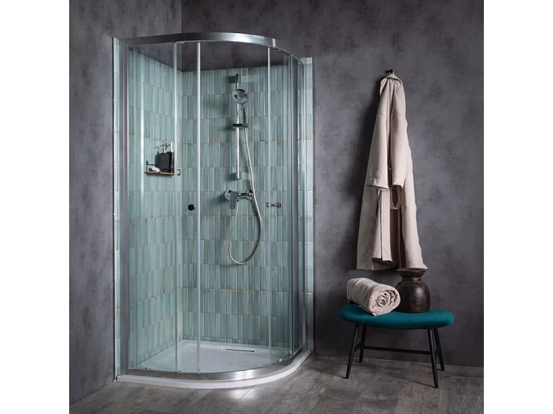 Jacob Delafon Paroi de douche quart de rond coulissant Serenity Chromé 90 cm