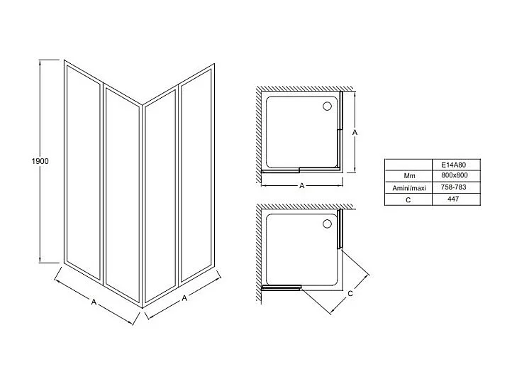 Paroi d'angle coulissante Jacob Delafon Serenity 190 x 80 cm