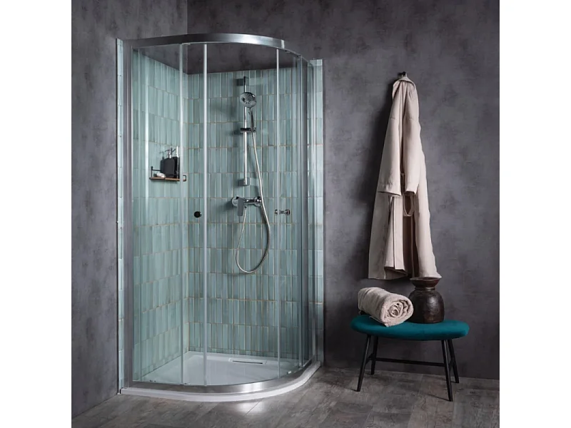 Jacob Delafon Paroi de douche quart de rond coulissant Serenity Chromé 80 cm