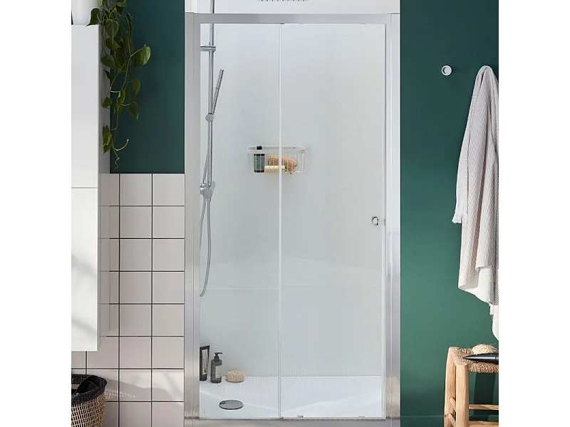 Paroi douche JACOB DELAFON Serenity, 100 cm, porte coulissante réversible instal. Niche
