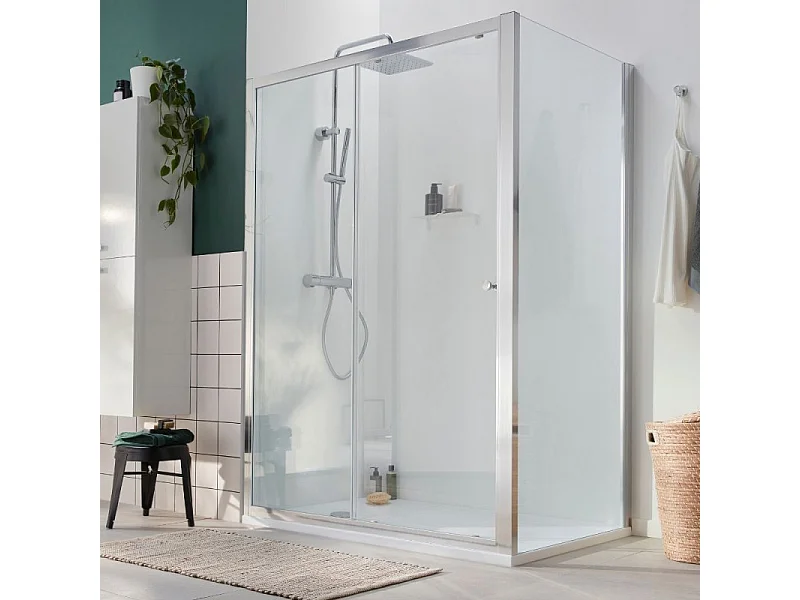 Paroi douche JACOB DELAFON Serenity, 100 cm, porte coulissante réversible instal. Niche