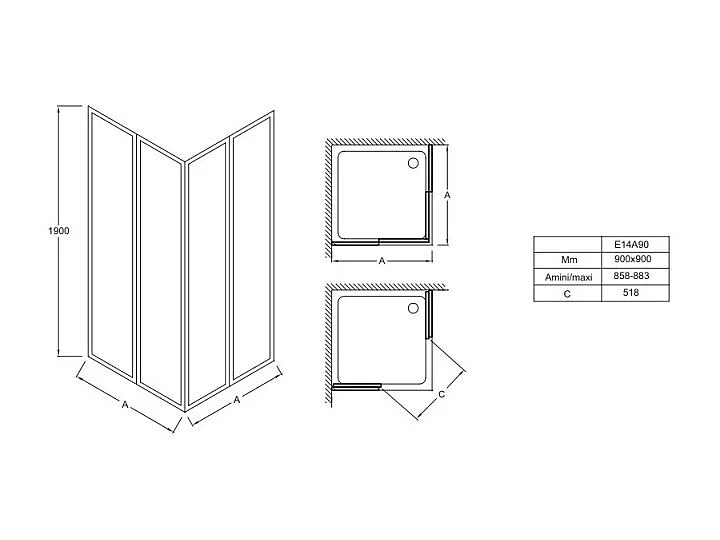 JACOB DELAFON - Accès d'angle coulissant Serenity 190x90 cm