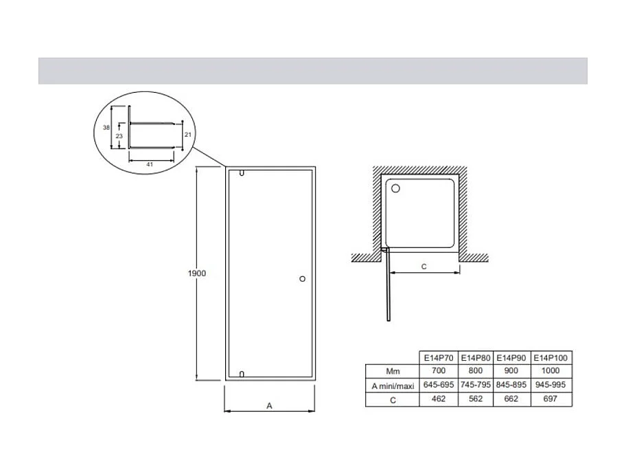 Porte de douche JACOB DELAFON Serenity, pivotante et silencieuse 190 x 80 cm