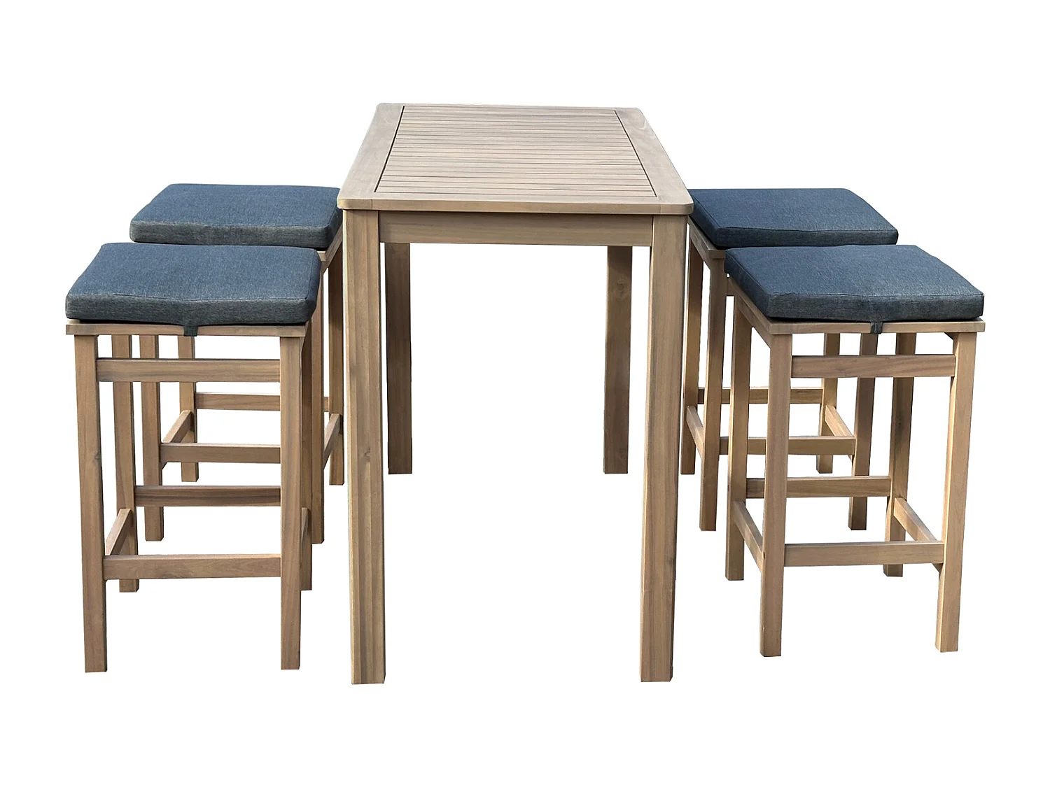 Mange debout ARUBA en acacia 4 places - coussins gris - HAPPY GARDEN