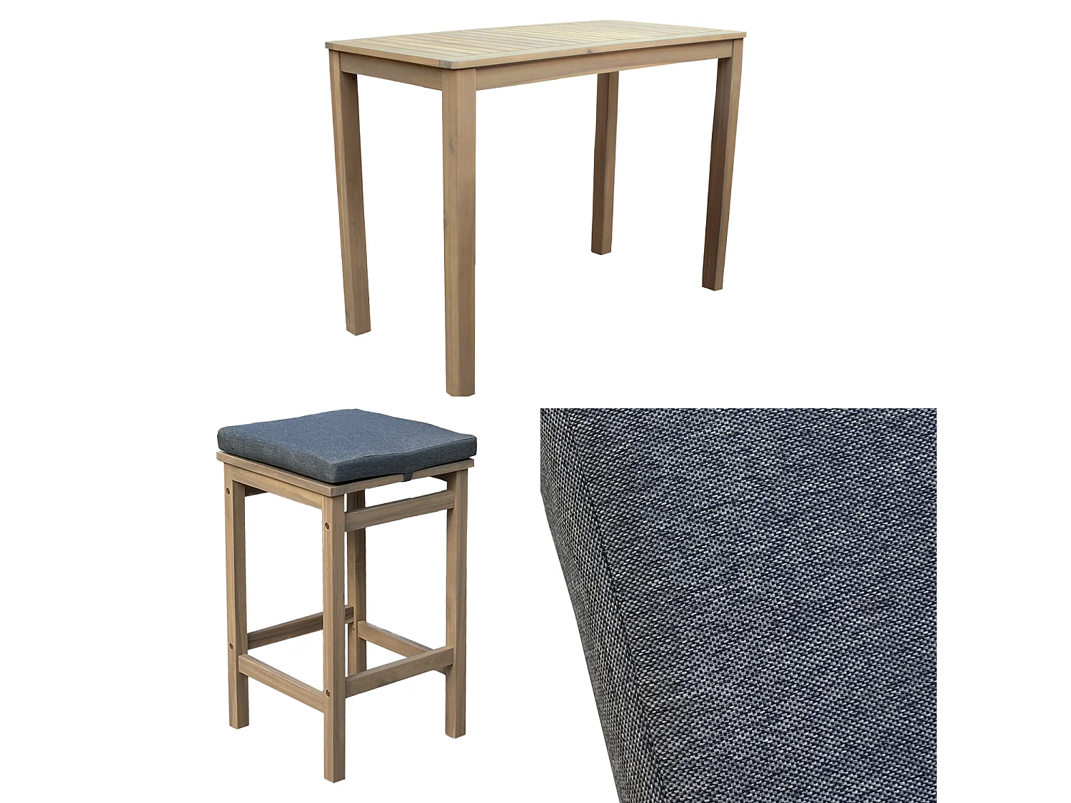 ARUBA 4-zits tafelstandaard acacia - kussens grijs