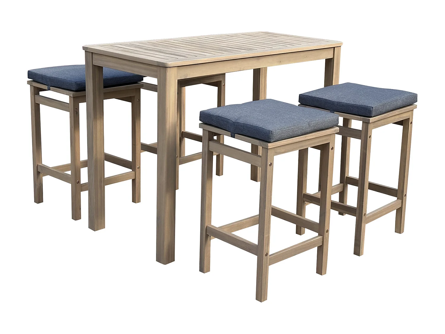 Mange debout ARUBA en acacia 4 places - coussins gris - HAPPY GARDEN