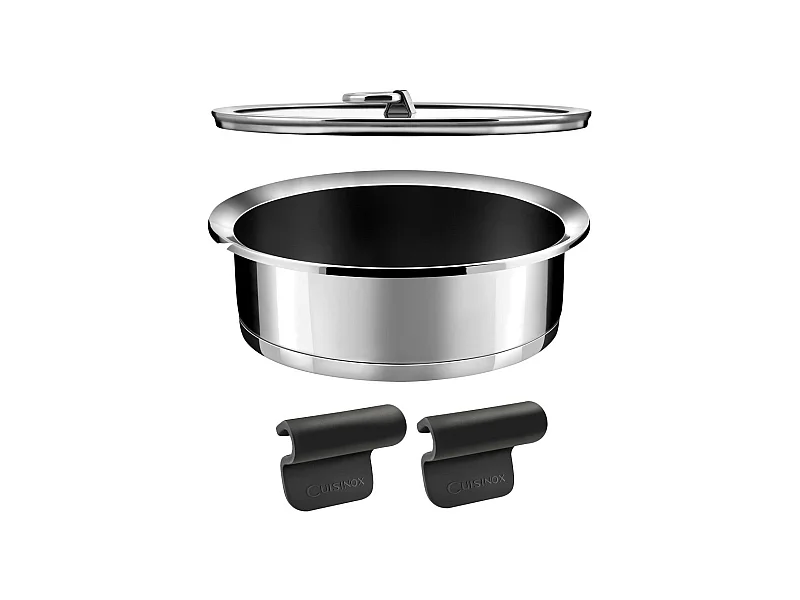 Ycône - Lot 1 sauteuse revêtement céramique 24 cm, 2 anses et 1 couvercle