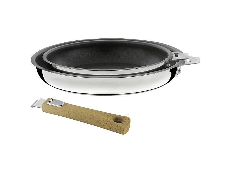 Malice - Série de 2 poêles 20/24 cm avec revêtement céramique et poignée bois clair