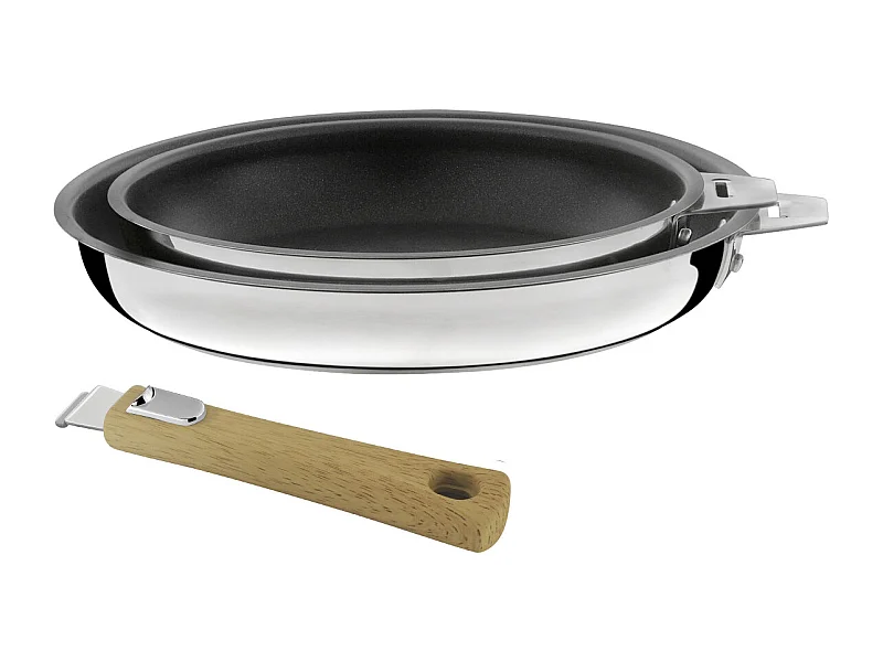 Malice - Série de 2 poêles 20/24 cm avec revêtement céramique et poignée bois clair