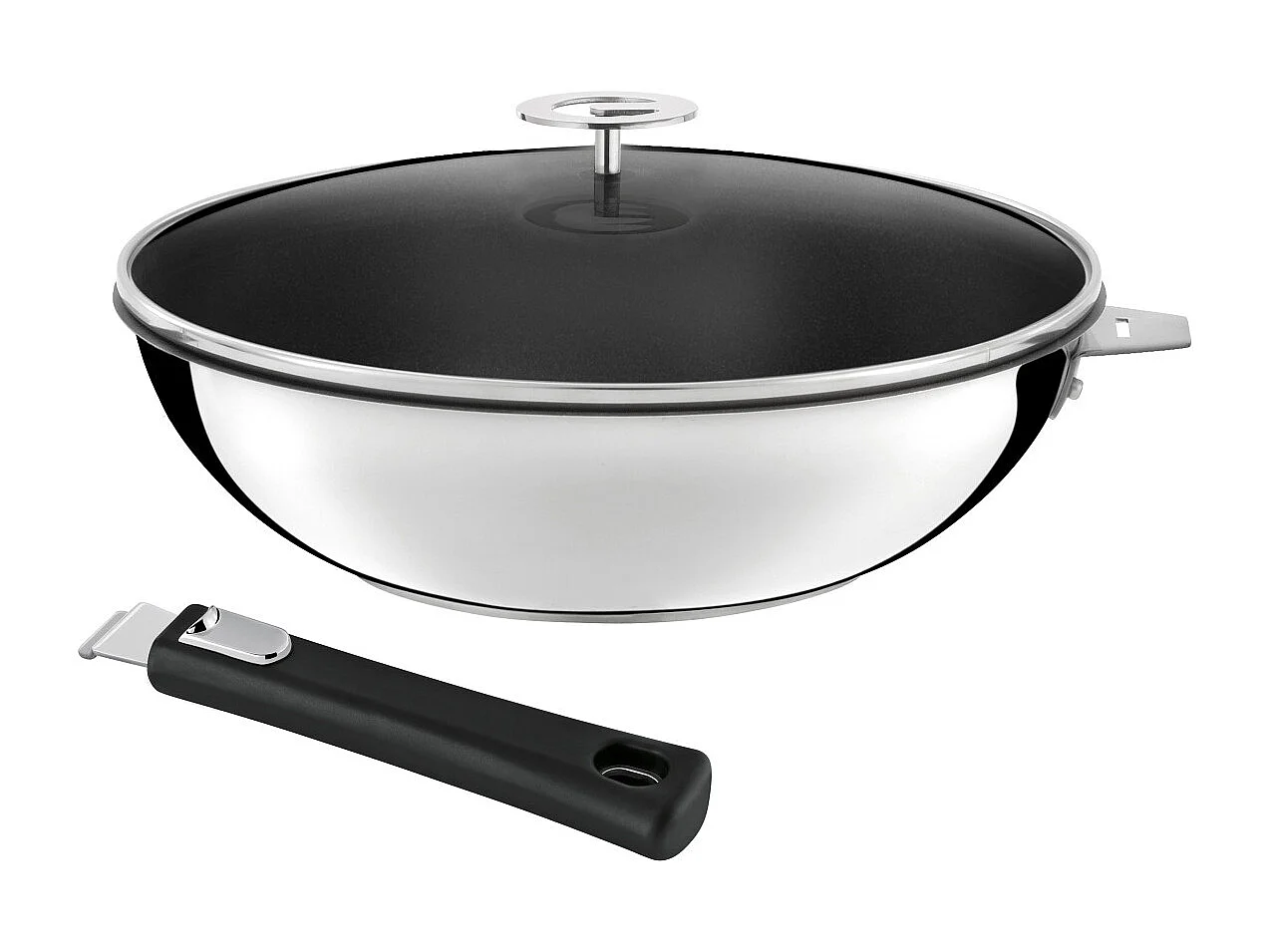 Malice - Wok 28 cm avec revêtement céramique, couvercle et poignée noire