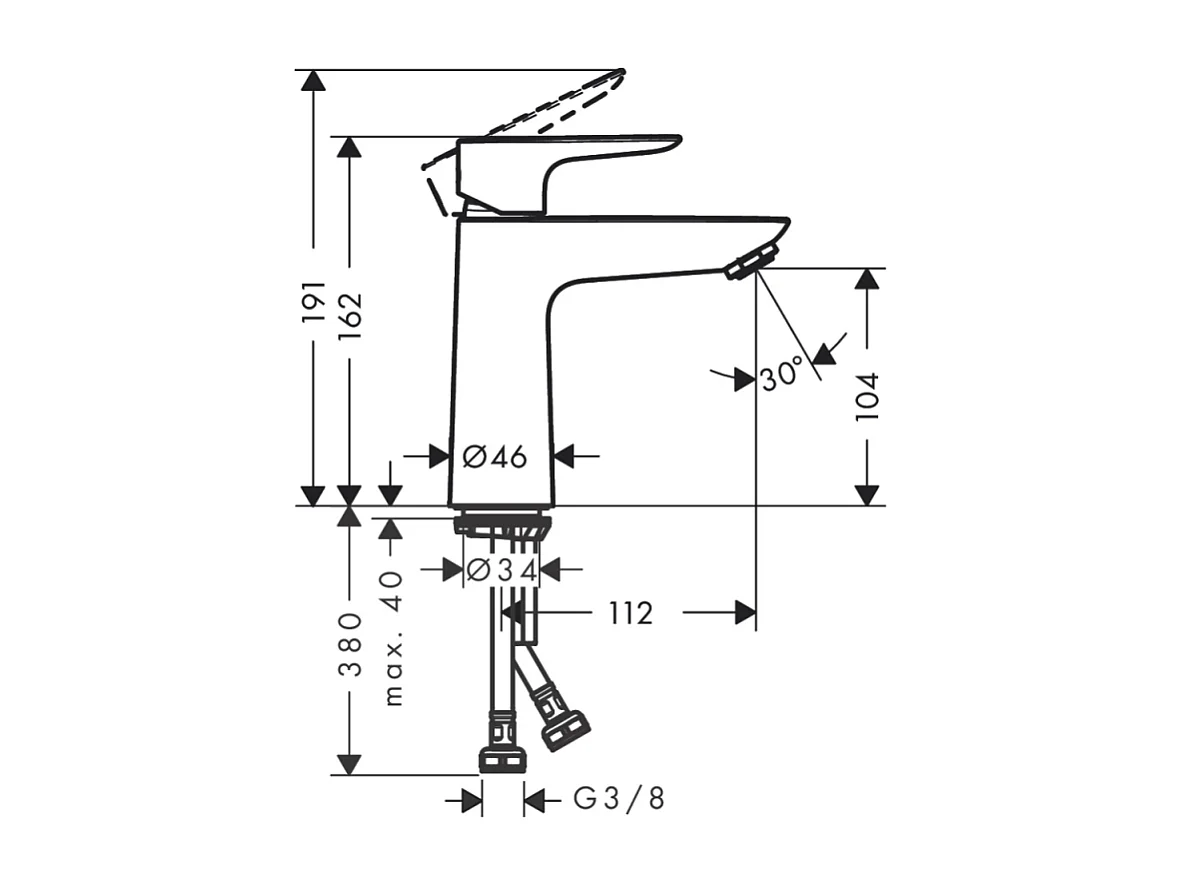 Mitigeur de lavabo HANSGROHE Talis E 110 sans tirette ni vidage chromé