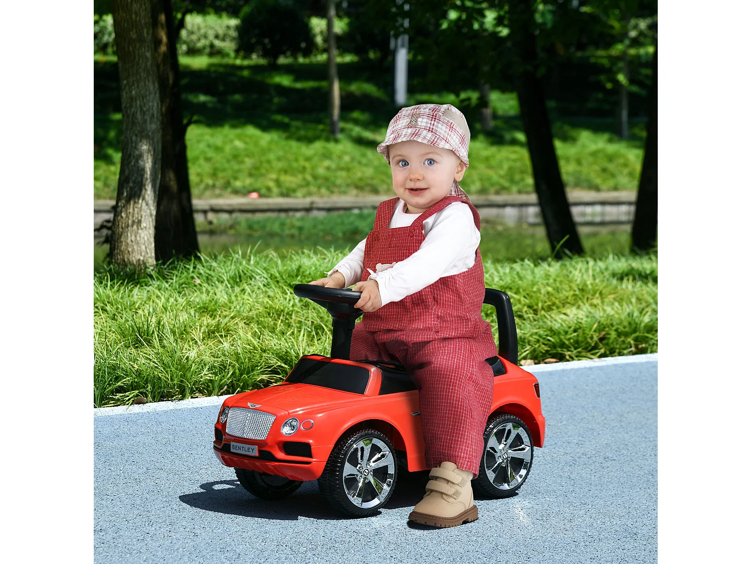 Porteur trotteur enfants voiture licence Bentley Bentayga 18-36 mois coffre - klaxon - 67 x 29 x 39 cm rouge