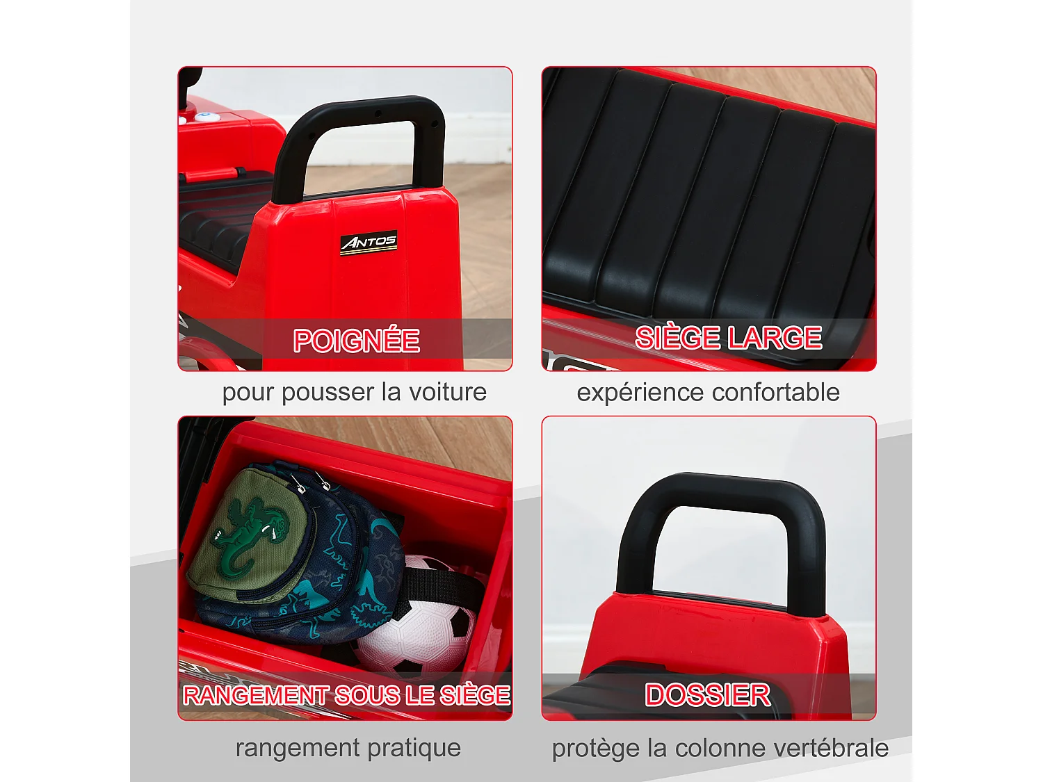 Voiture porteur enfant camion licence Mercedes-Benz Antos 12-36 mois coffre effets lumineux sonores rouge