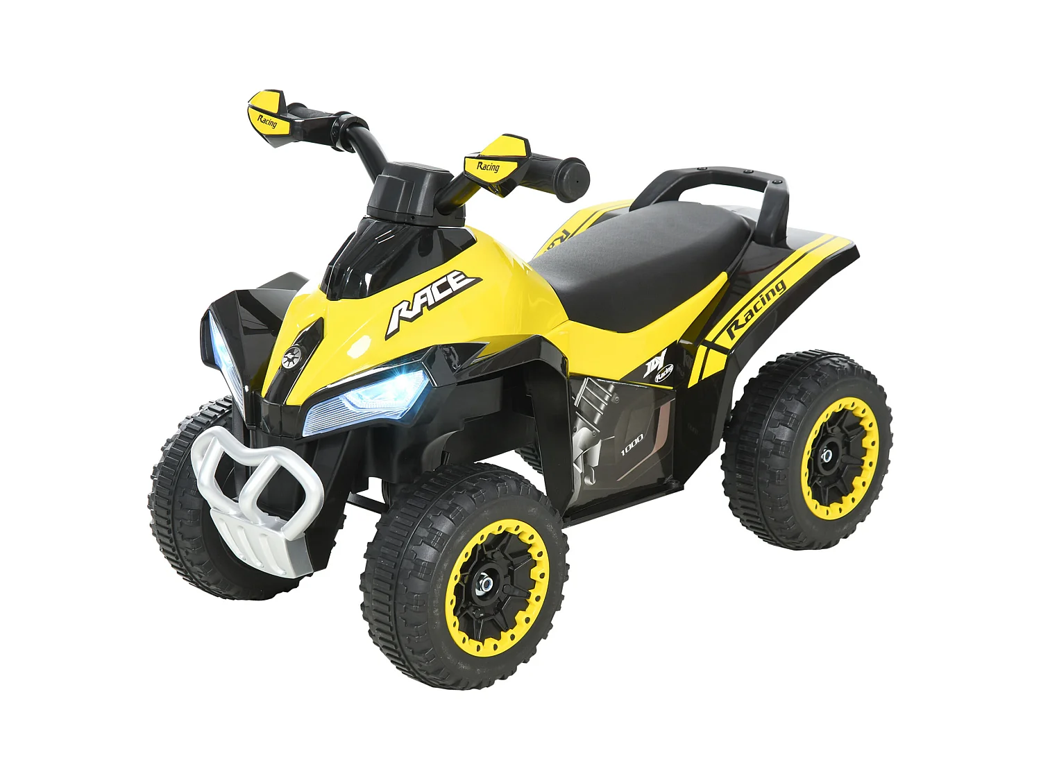 Porteur enfants quad 18-36 mois dim. 67L x 38l x 44H cm effets lumineux et sonores jaune noir