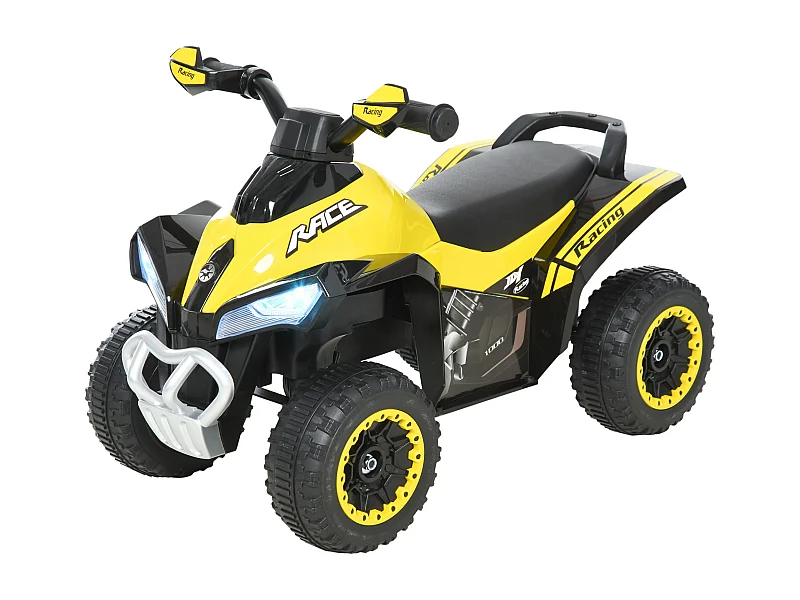 Porteur enfants quad 18-36 mois dim. 67L x 38l x 44H cm effets lumineux et sonores jaune noir