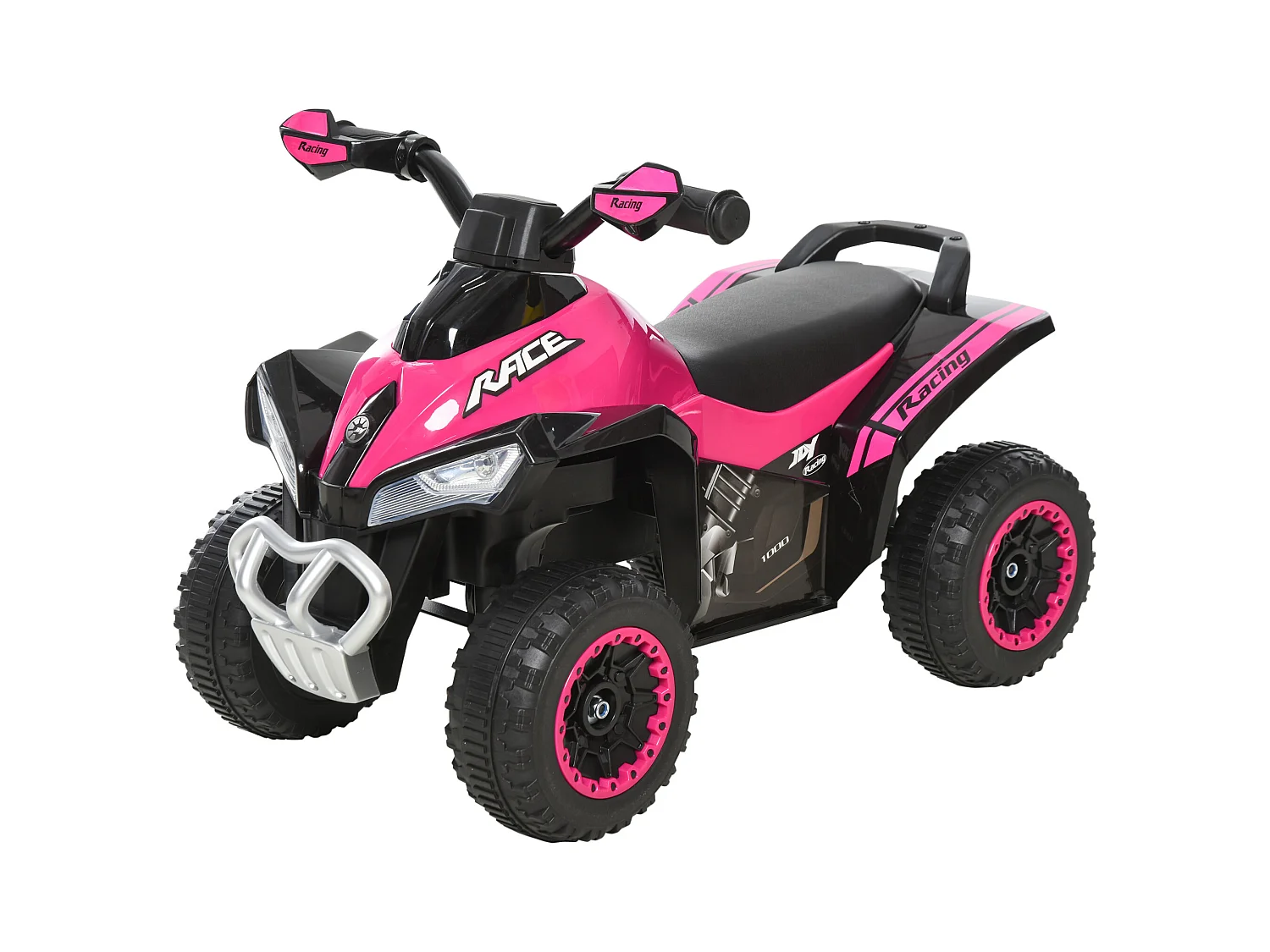 Porteur enfants quad 18-36 mois dim. 67L x 38l x 44H cm effets lumineux et sonores rose noir
