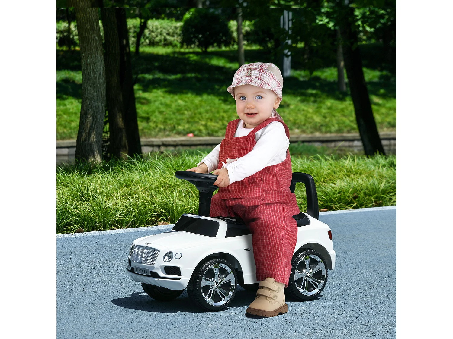 Porteur trotteur enfants voiture licence Bentley Bentayga 18-36 mois coffre - klaxon - 67 x 29 x 39 cm blanc