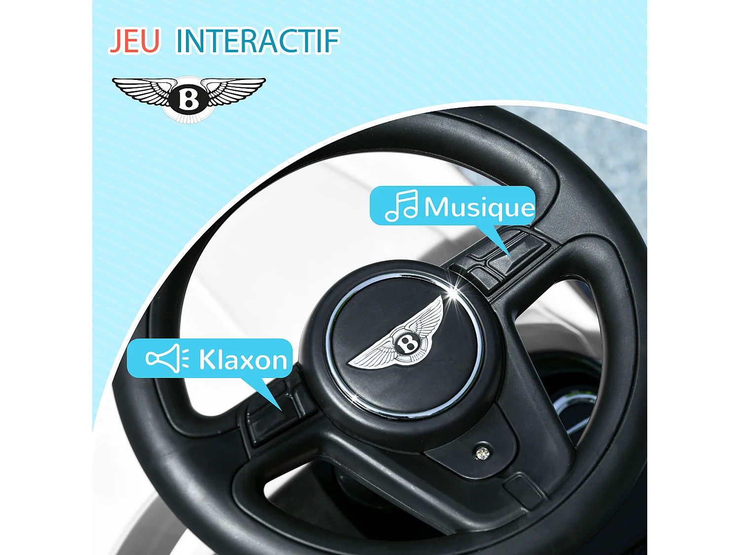 Porteur trotteur enfants voiture licence Bentley Bentayga 18-36 mois coffre - klaxon - 67 x 29 x 39 cm blanc