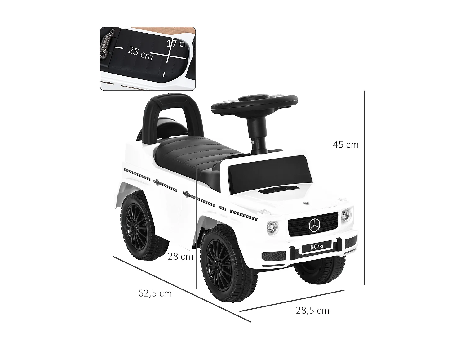 Camion porteur enfants véhicule à pousser licence Mercedes Benz 12-36 mois coffre klaxon phares blanc