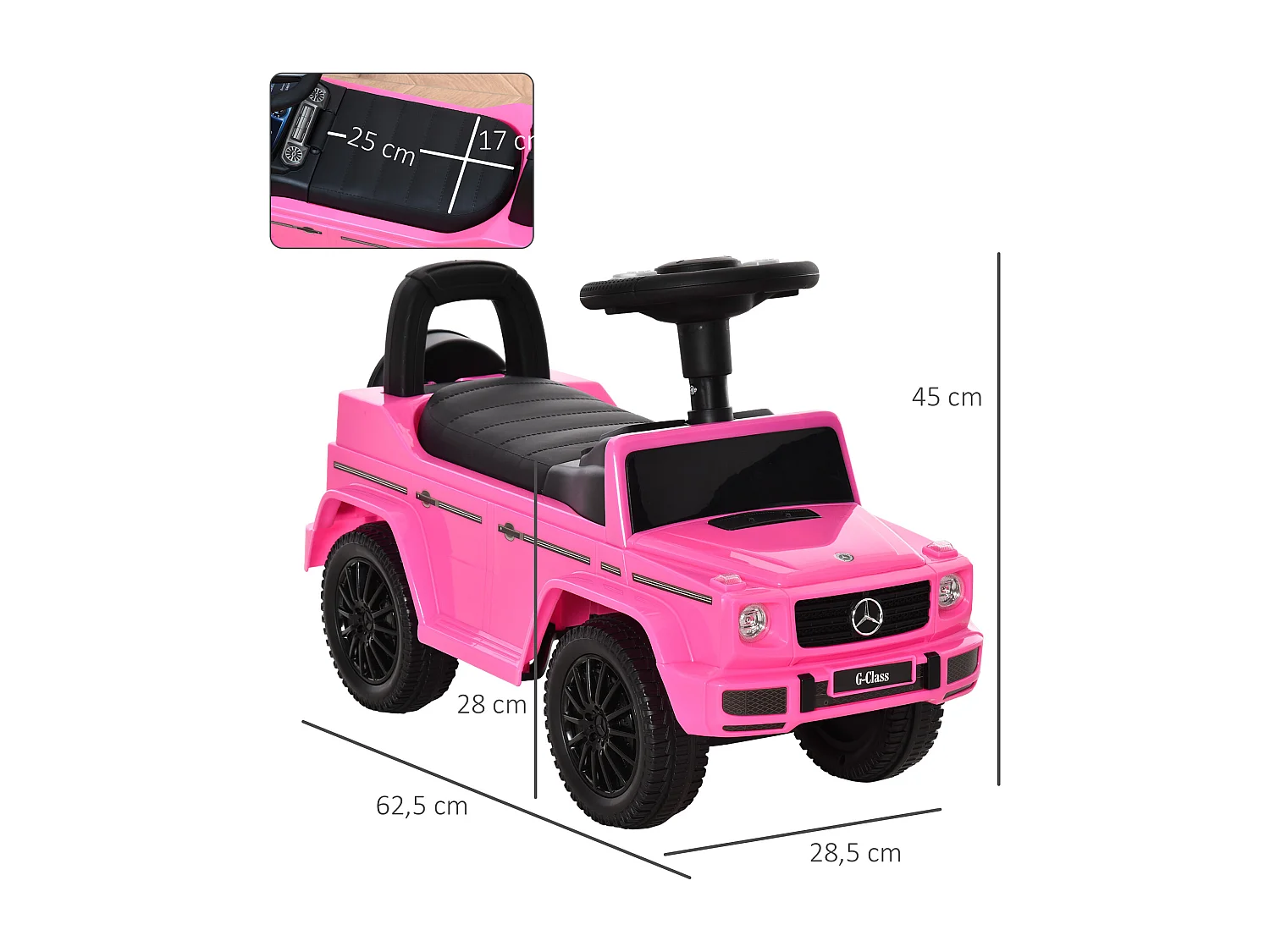 Camion porteur enfants véhicule à pousser licence Mercedes Benz 12-36 mois coffre klaxon phares rose