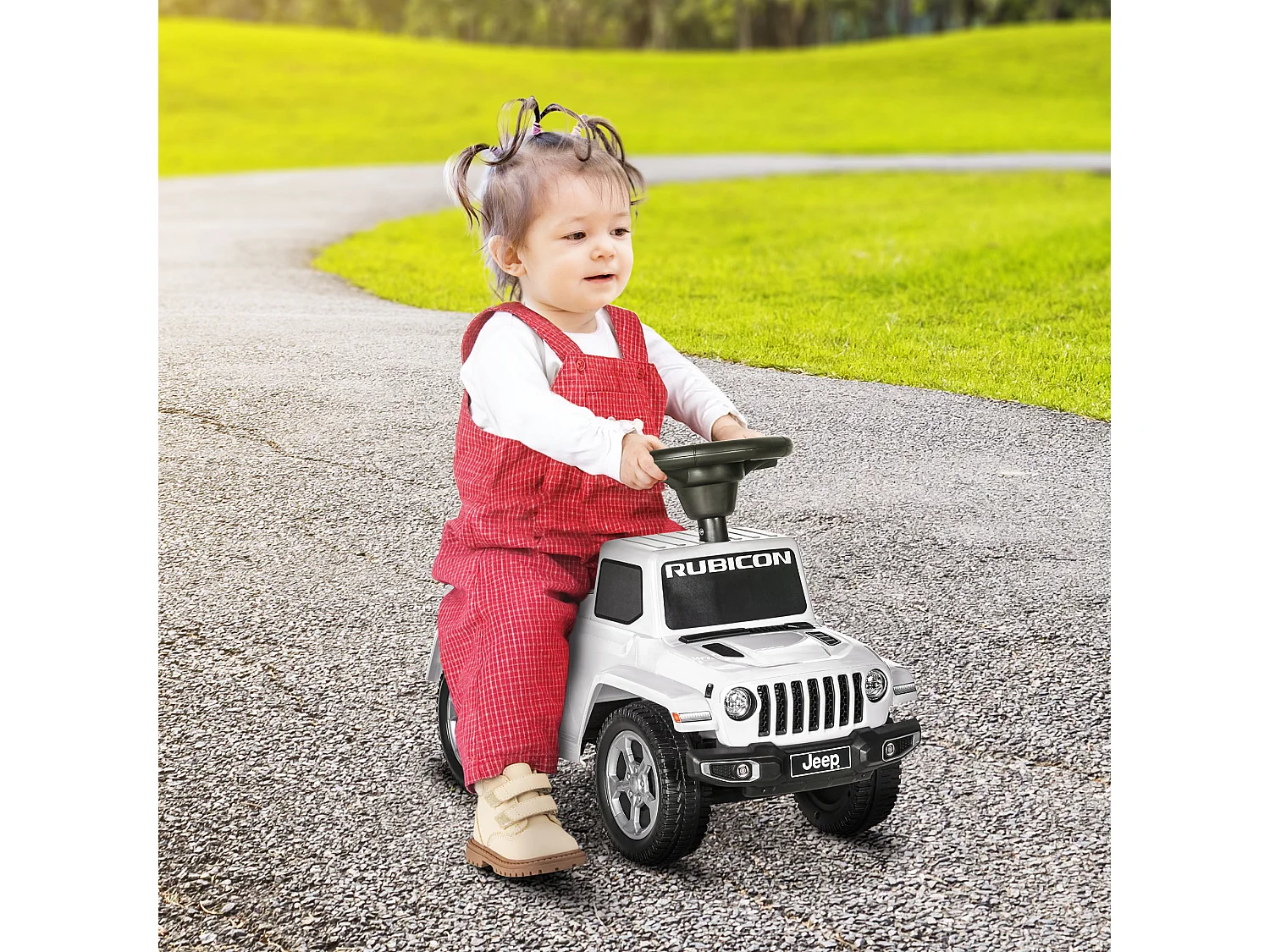 Porteur enfant voiture 18-36 mois klaxon bruit moteur coffre butée arrière anti-basculement blanc