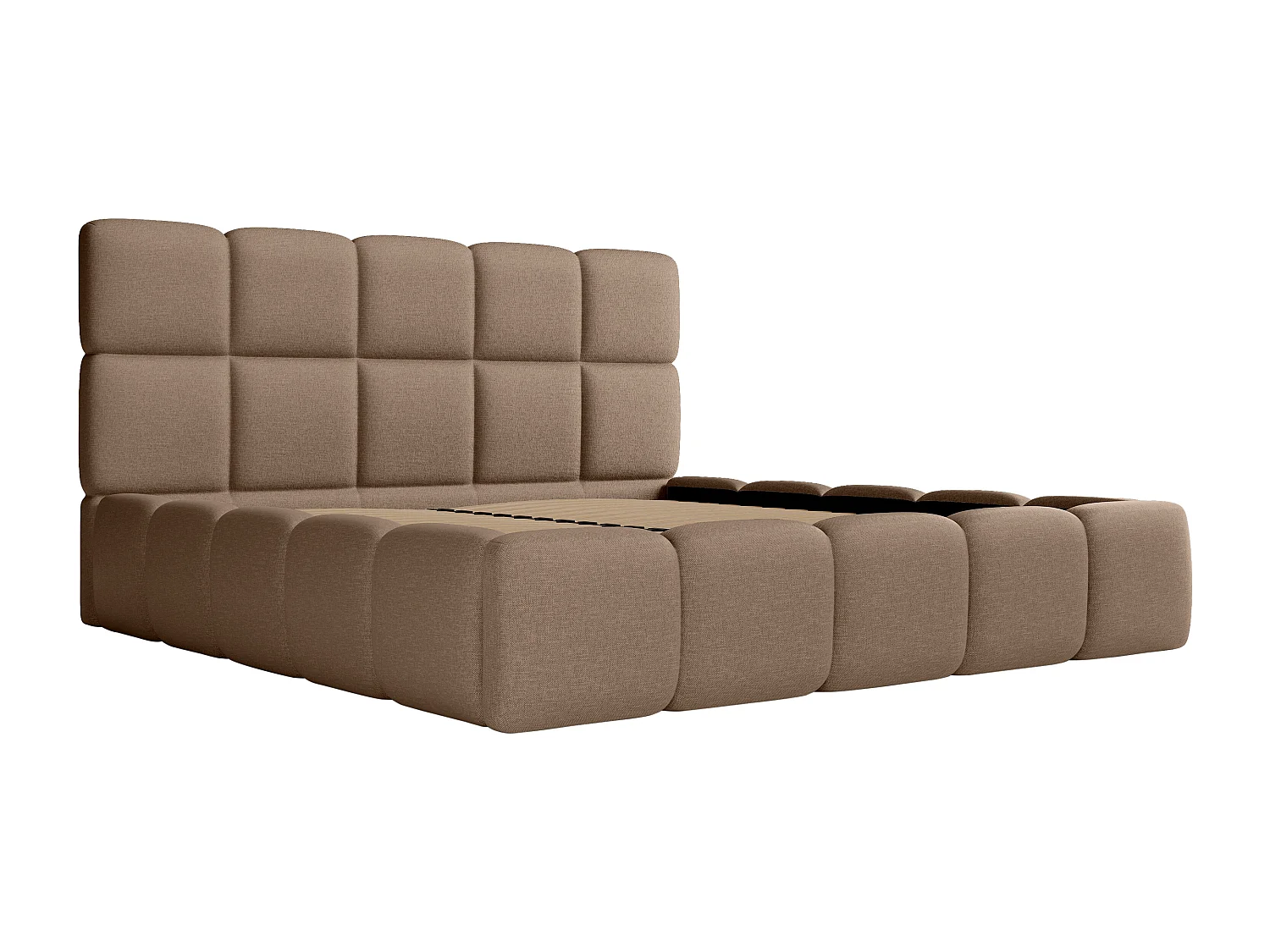 Sängstomme med förvaring 140 x 190 cm - Melerat tyg - Taupe - DAMADO II av Pascal Morabito