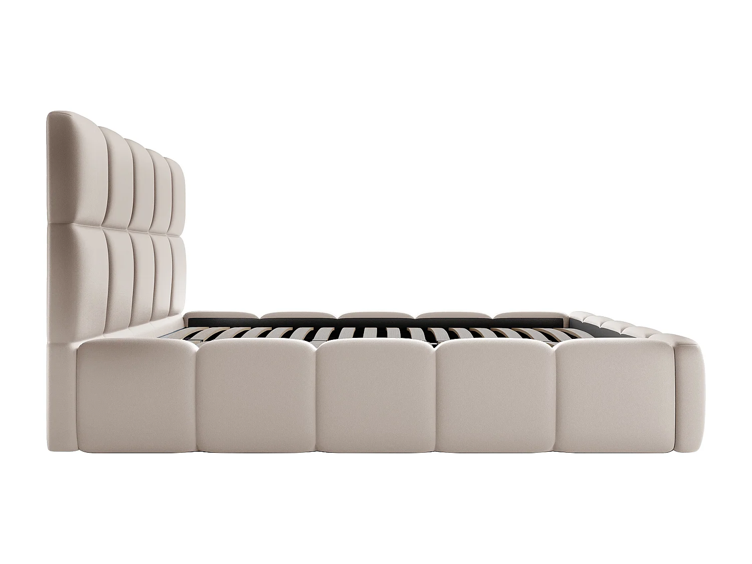 Sengeskuffe 140 x 190 cm - Lædereffekt stof - Beige - DAMADO II fra Pascal Morabito