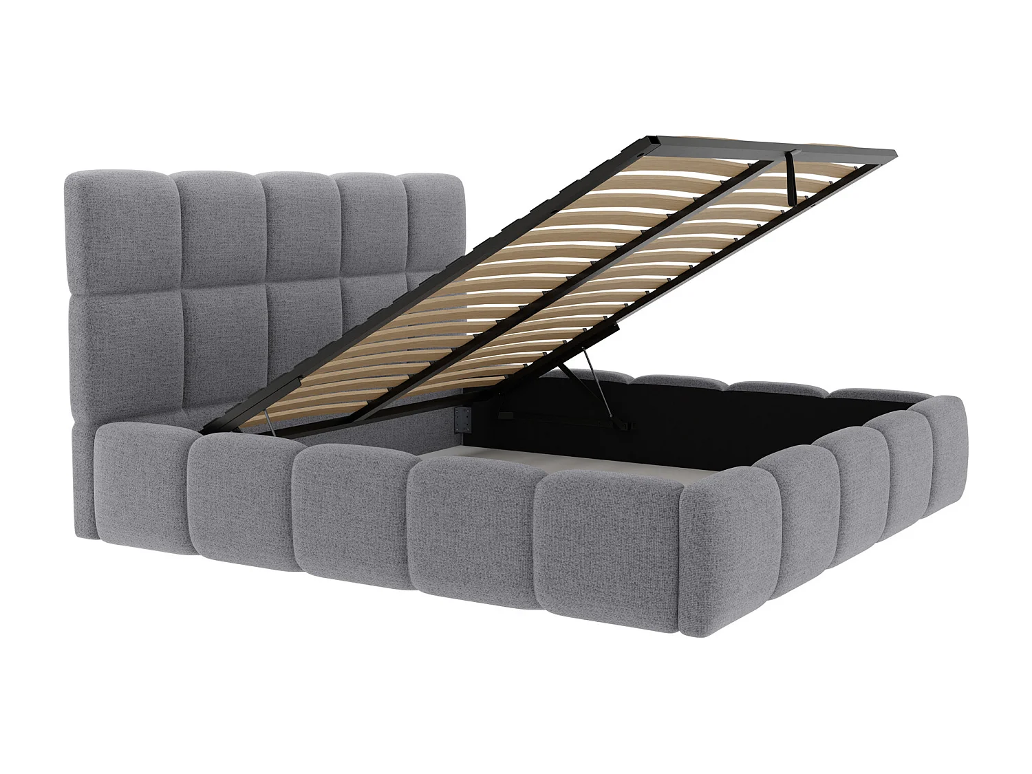 Bed met opbergruimte 140 x 190 cm - Stof met textuur - Grijs - DAMADO II van Pascal Morabito