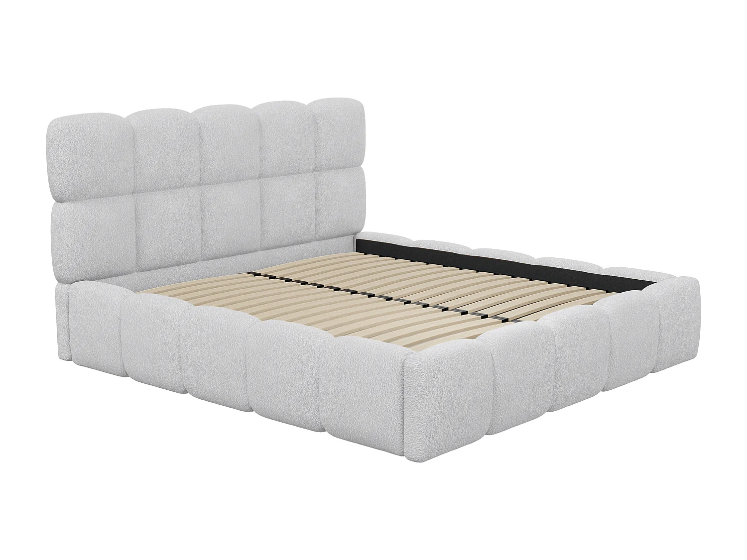 Bett mit Bettkasten - 160 x 200 cm - Bouclé-Stoff - Hellgrau - DAMADO von Pascal Morabito