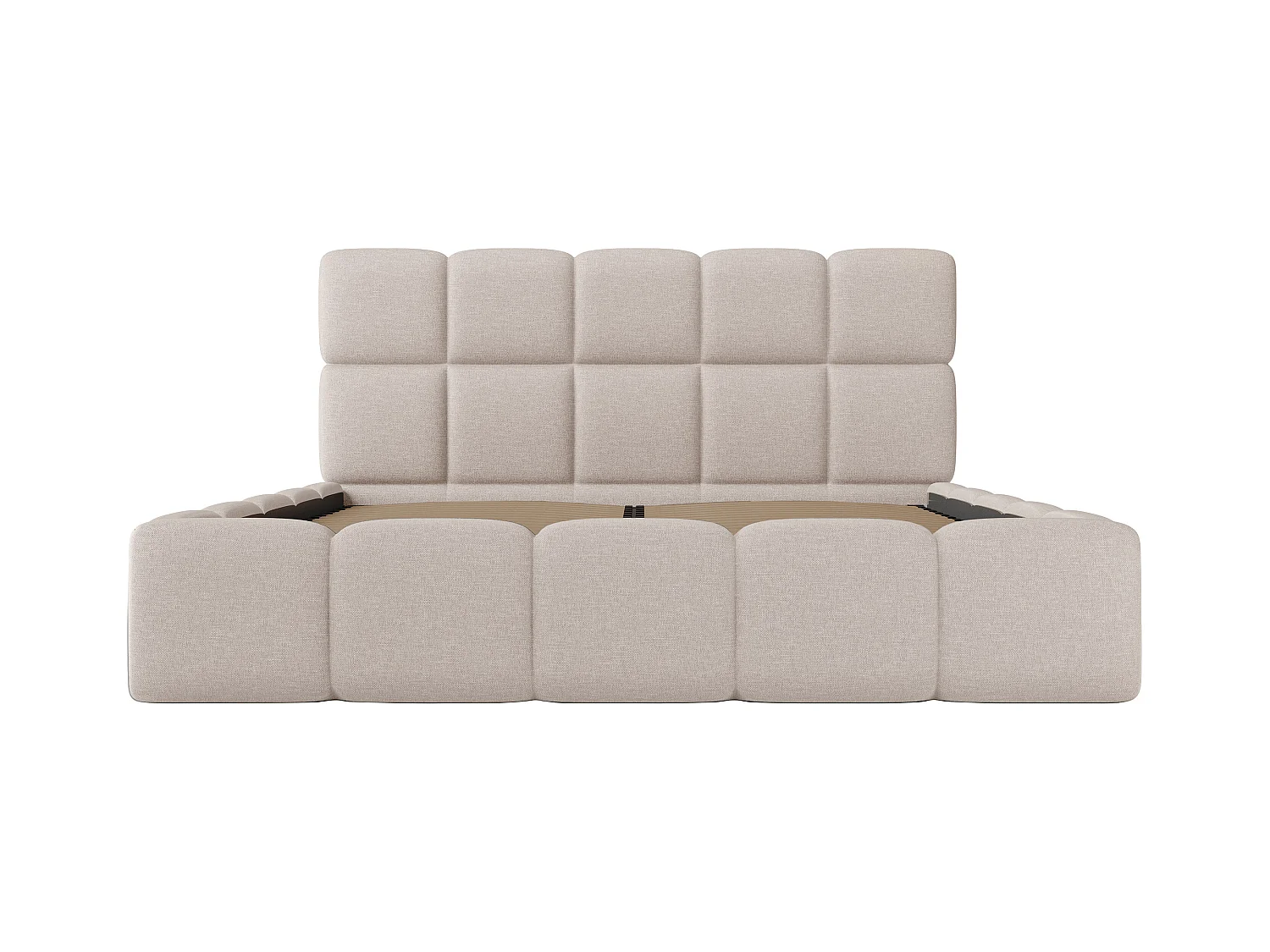 Bett mit Bettkasten - 160 x 200 cm - Melierter Stoff - Beige - DAMADO von Pascal Morabito