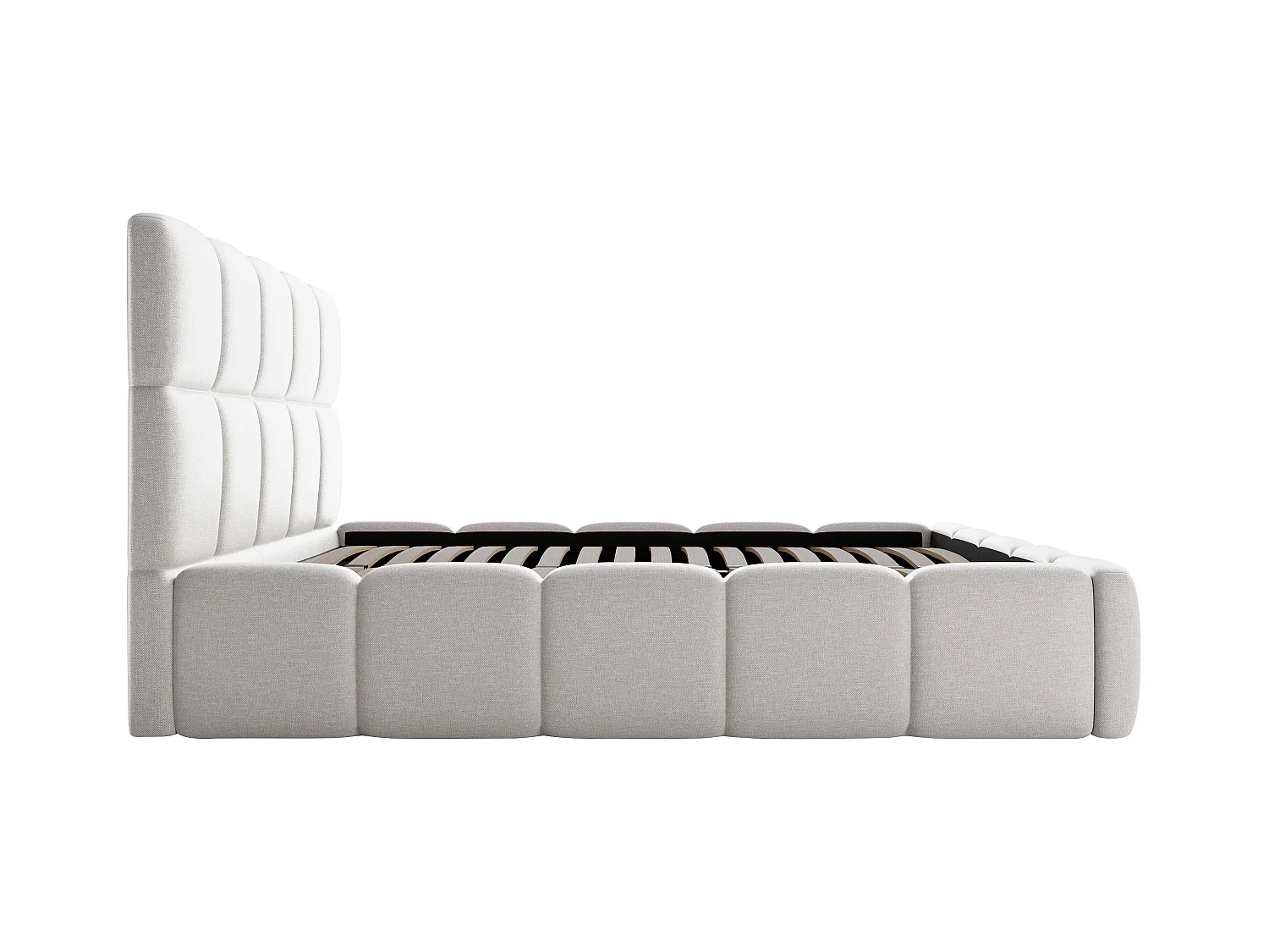 Bett mit Bettkasten - 160 x 200 cm - melierter Stoff - Hellgrau - DAMADO II von Pascal Morabito