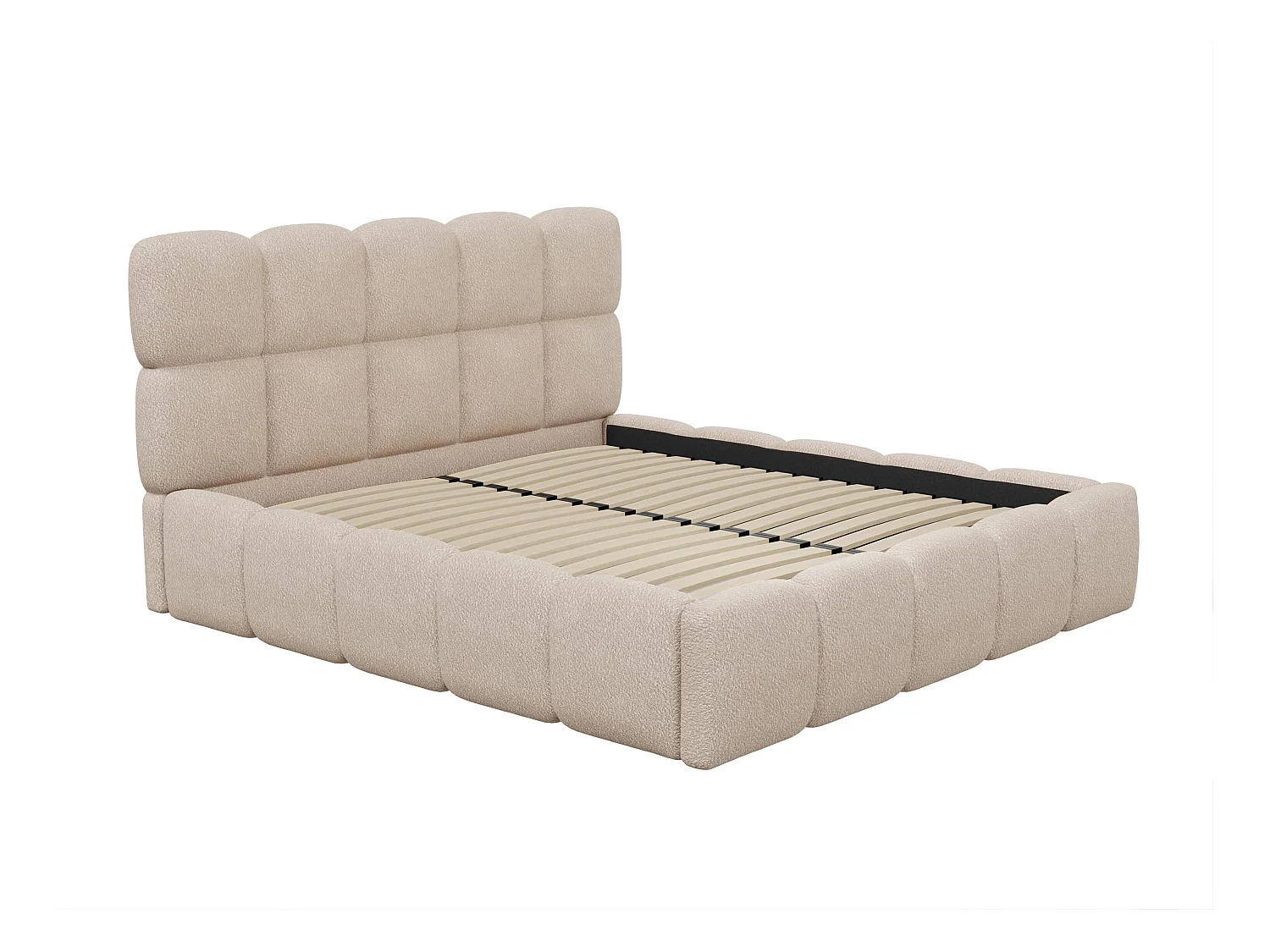 Lit coffre 180 x 200 cm - Tissu bouclette - Beige - DAMADO II de Pascal Morabito