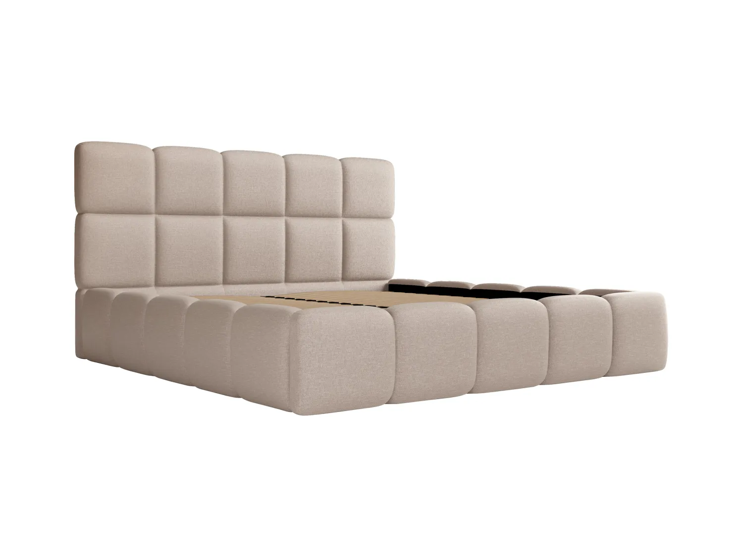 Lit coffre 180 x 200 cm - Tissu chiné - Beige - DAMADO II de Pascal Morabito
