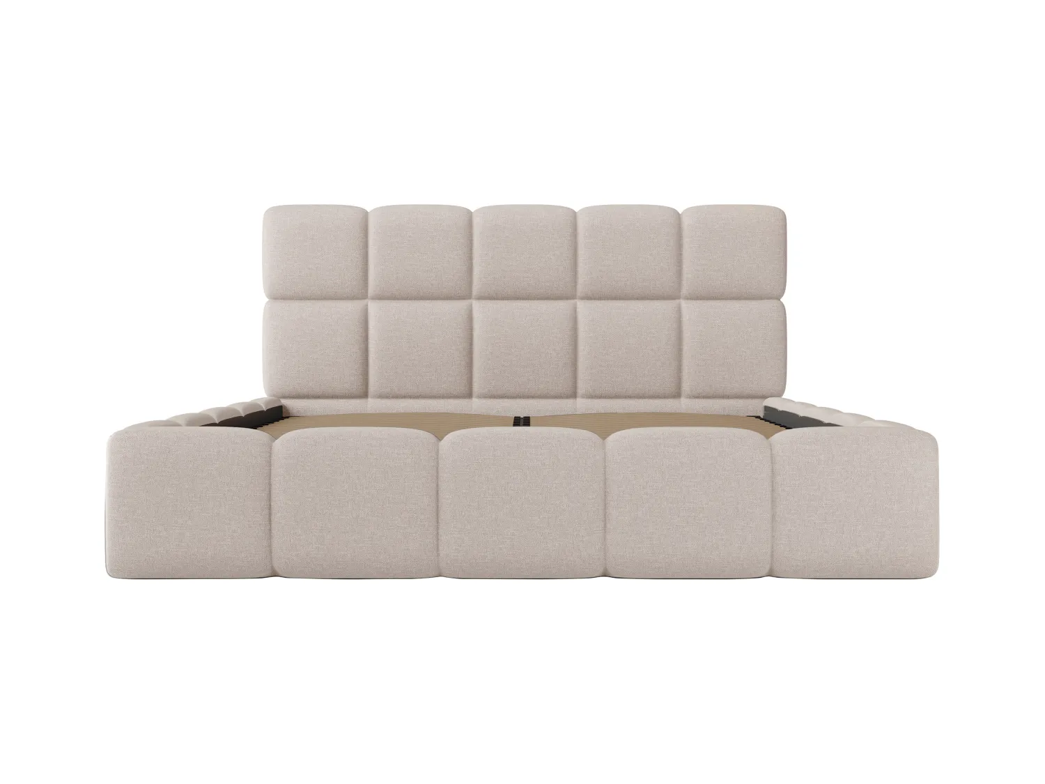 Lit coffre 180 x 200 cm - Tissu chiné - Beige - DAMADO II de Pascal Morabito