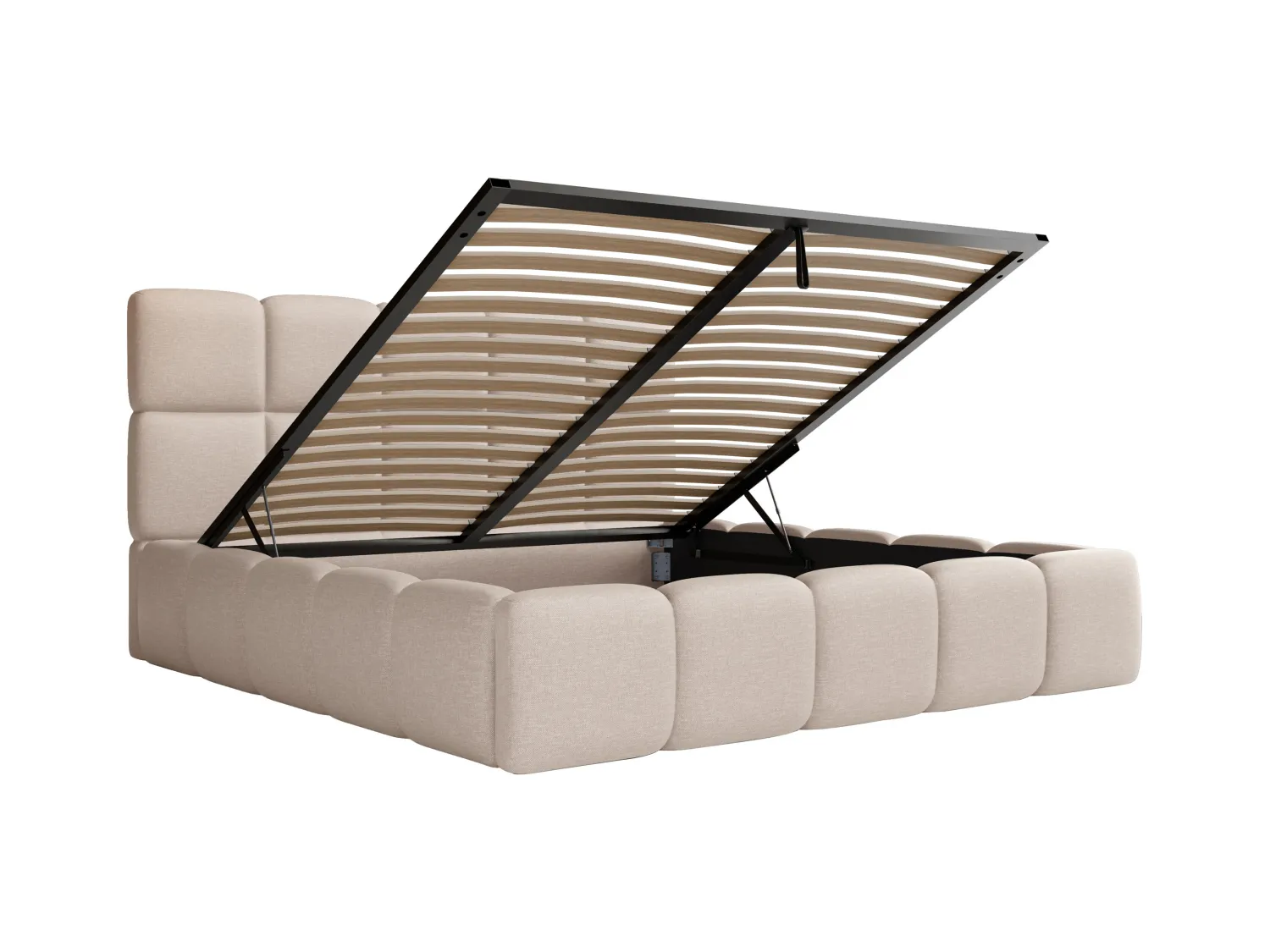 Lit coffre 180 x 200 cm - Tissu chiné - Beige - DAMADO II de Pascal Morabito