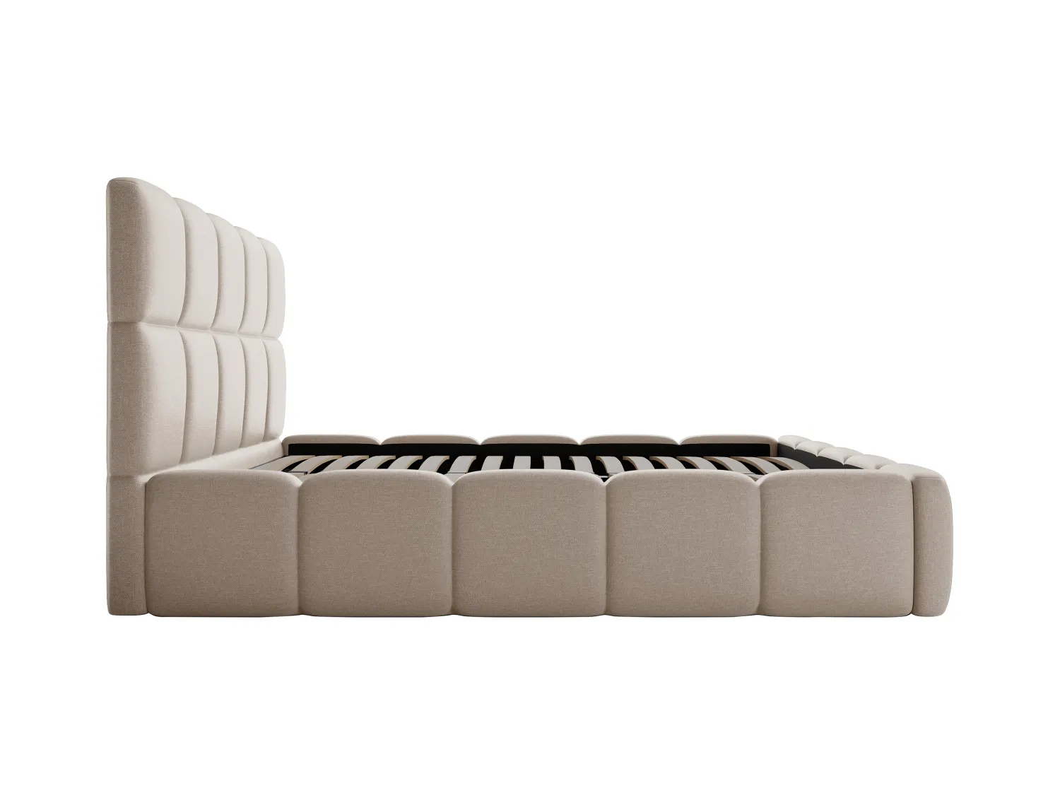Lit coffre 180 x 200 cm - Tissu chiné - Beige - DAMADO II de Pascal Morabito