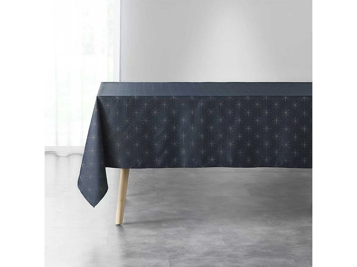 Nappe Imprimée Jacquard "Étoiles" 140x240cm Bleu