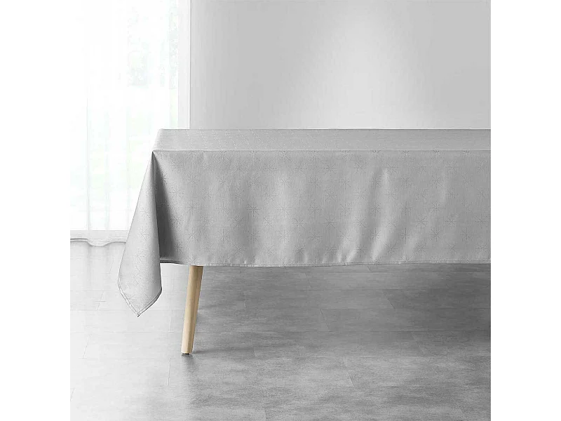 Nappe Imprimée Jacquard "Étoiles" 140x240cm Gris