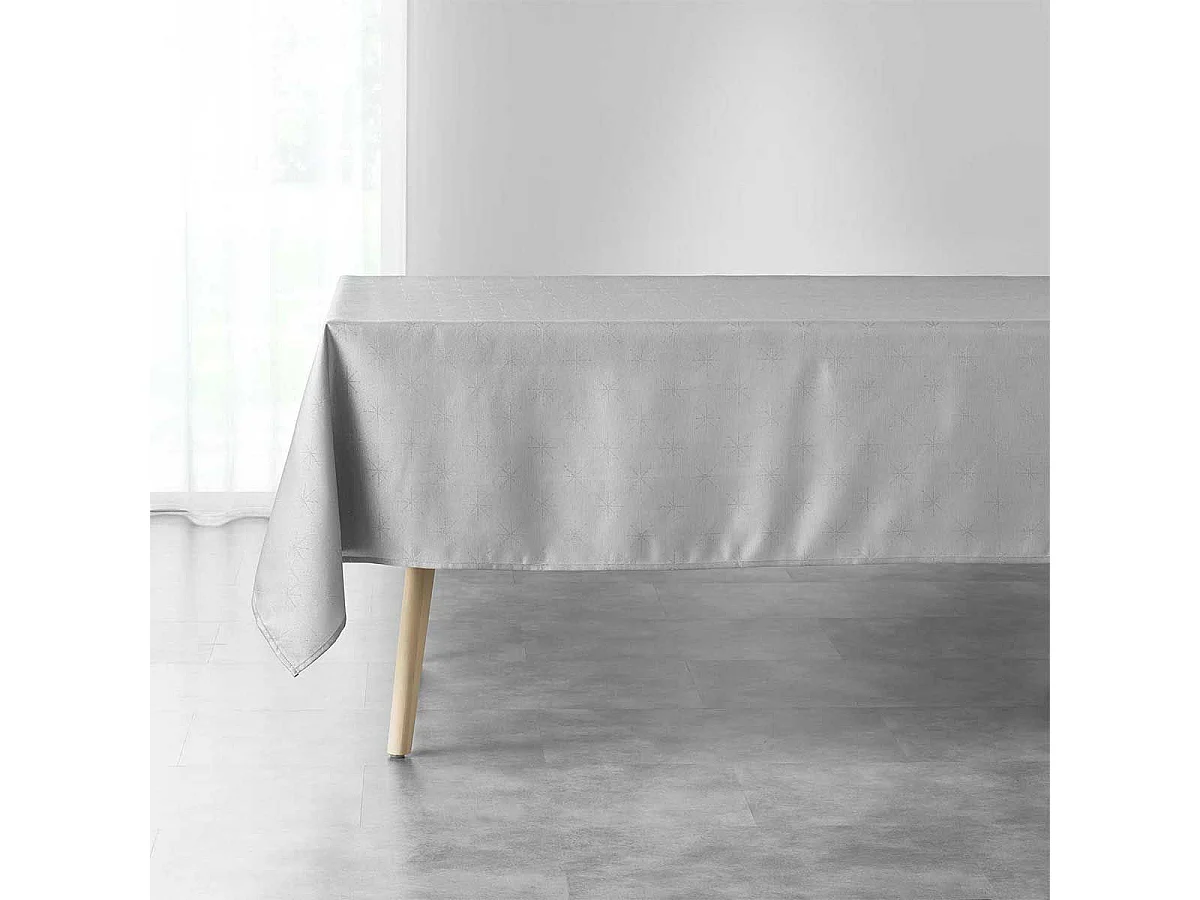 Nappe Imprimée Jacquard "Étoiles" 140x240cm Gris