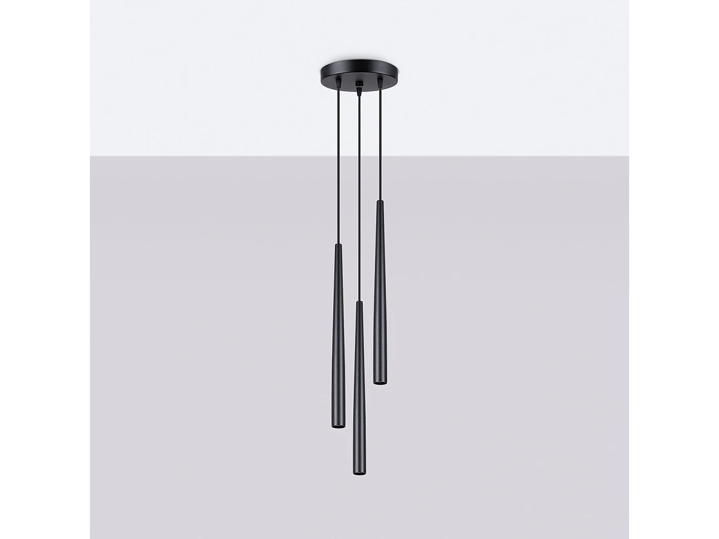 Lampa wisząca nowoczesny BLISS, stal - 3 źródło - L.19.5 x H.118 cm - czarny