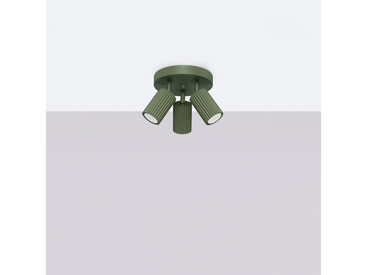 Plafonnier Karbon Minimaliste En Aluminium - 3 Sources Lumineuses - L.19,5 X H.18 Cm - Vert Olive