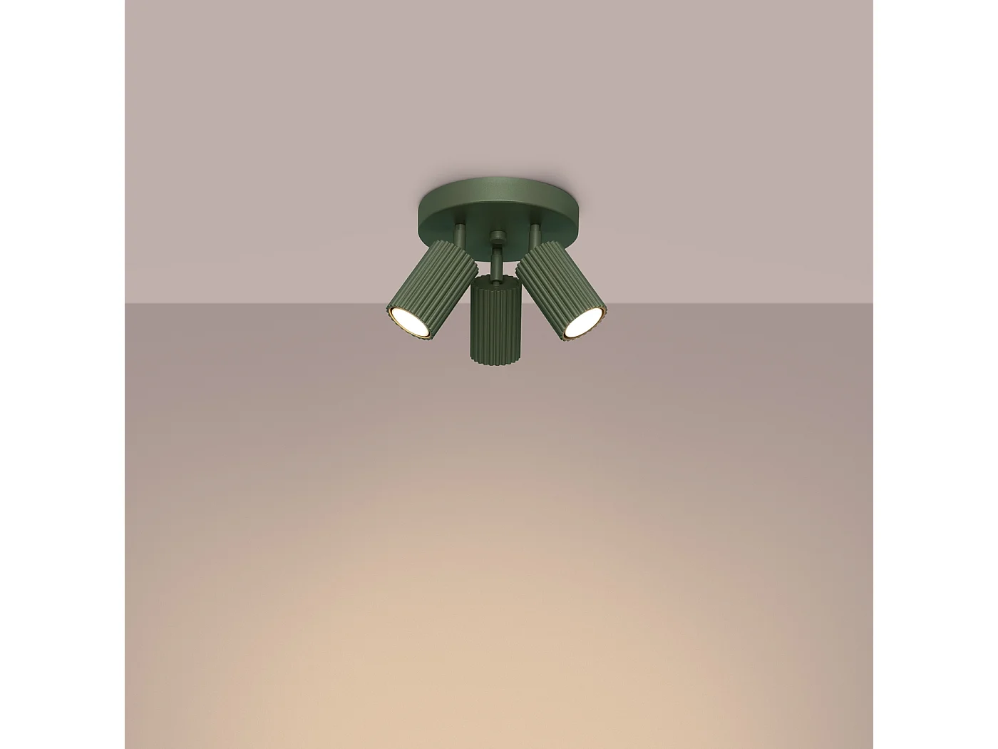 Plafonnier Karbon Minimaliste En Aluminium - 3 Sources Lumineuses - L.19,5 X H.18 Cm - Vert Olive