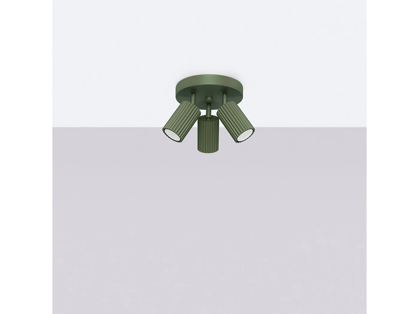 Plafonnier Karbon Minimaliste En Aluminium - 3 Sources Lumineuses - L.19,5 X H.18 Cm - Vert Olive