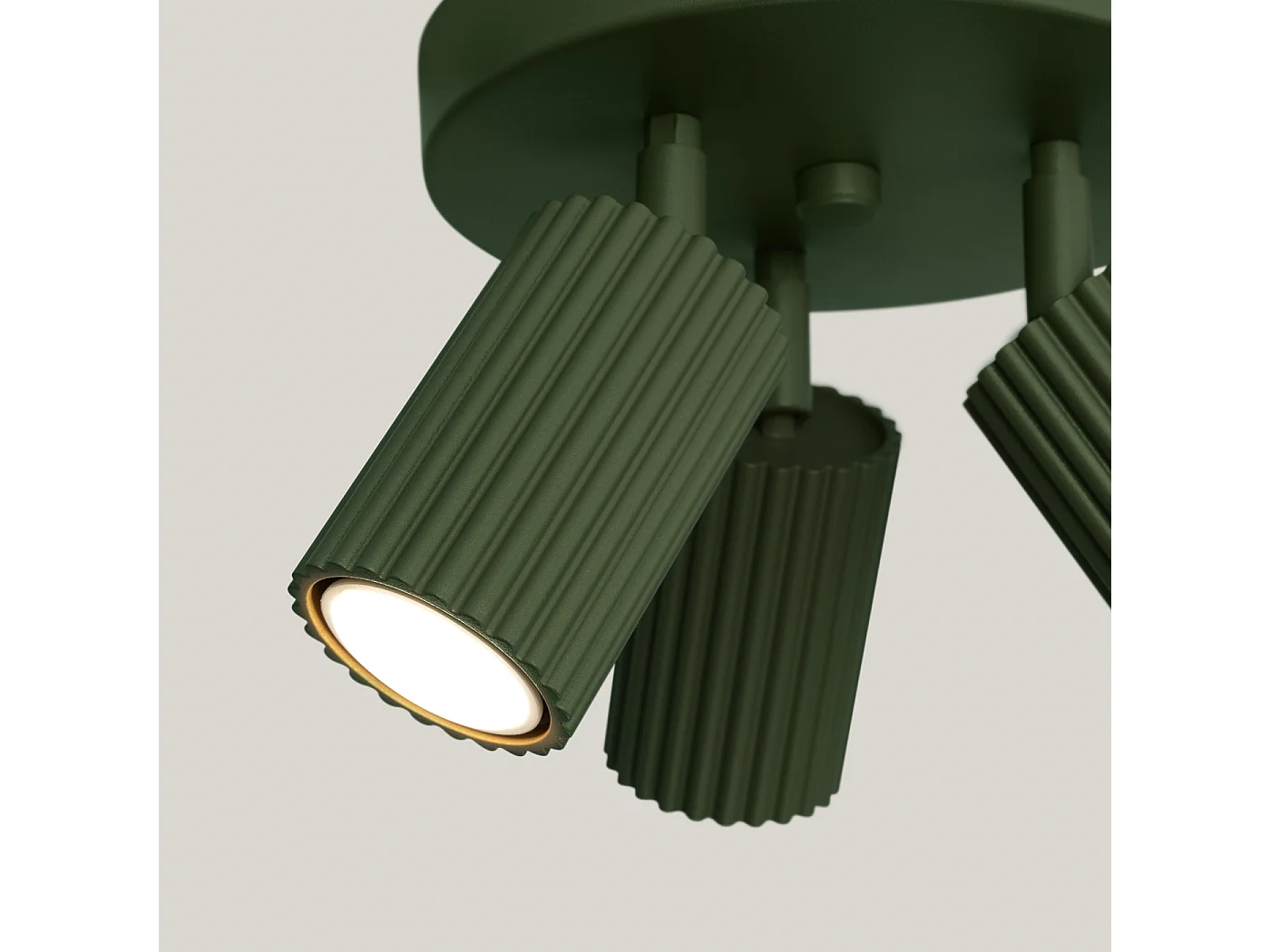 Plafonnier Karbon Minimaliste En Aluminium - 3 Sources Lumineuses - L.19,5 X H.18 Cm - Vert Olive