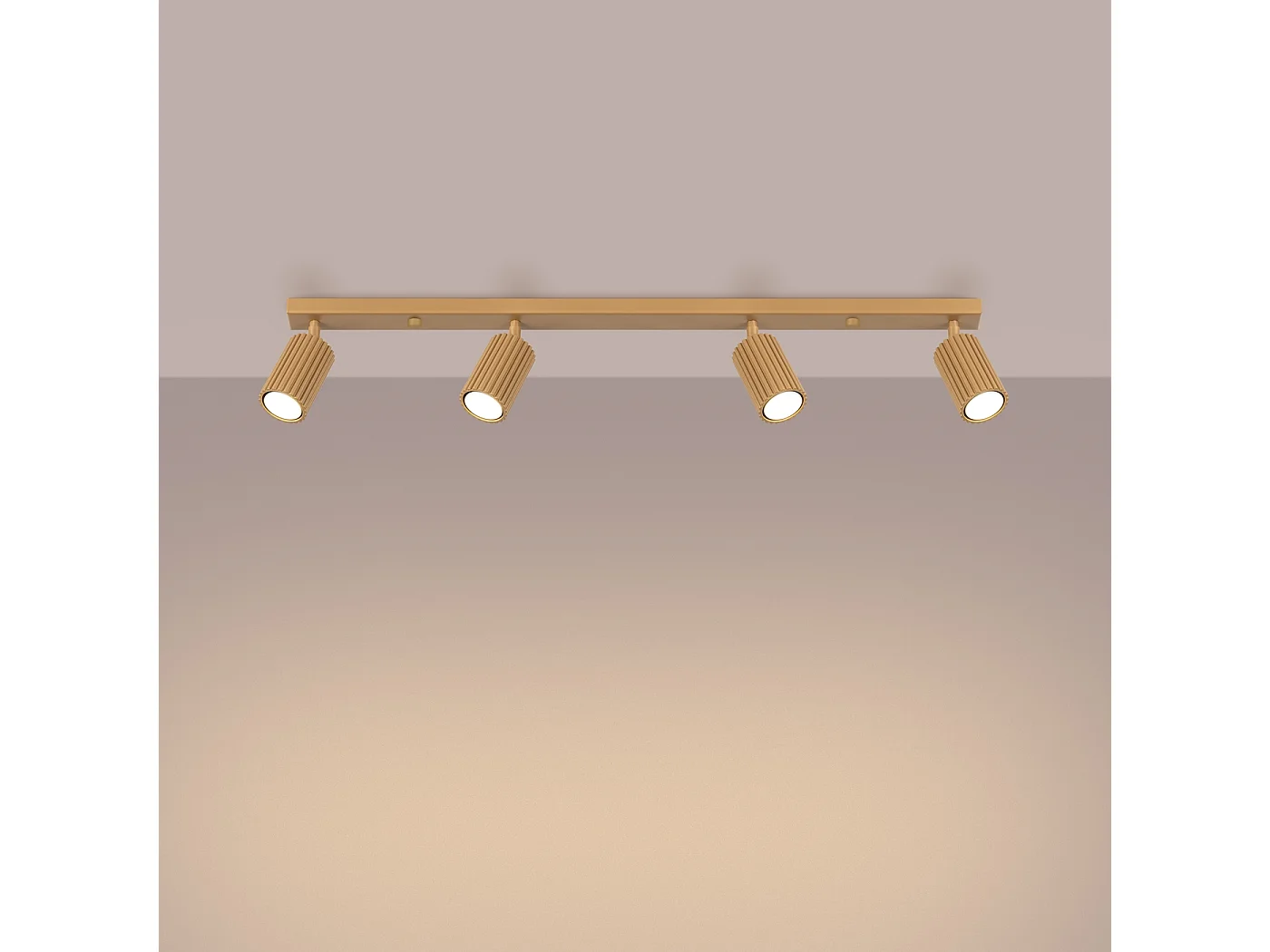 Plafonnier Karbon Minimaliste En Aluminium - 4 Sources Lumineuses - L.81 X H.16,5 Cm - Doré