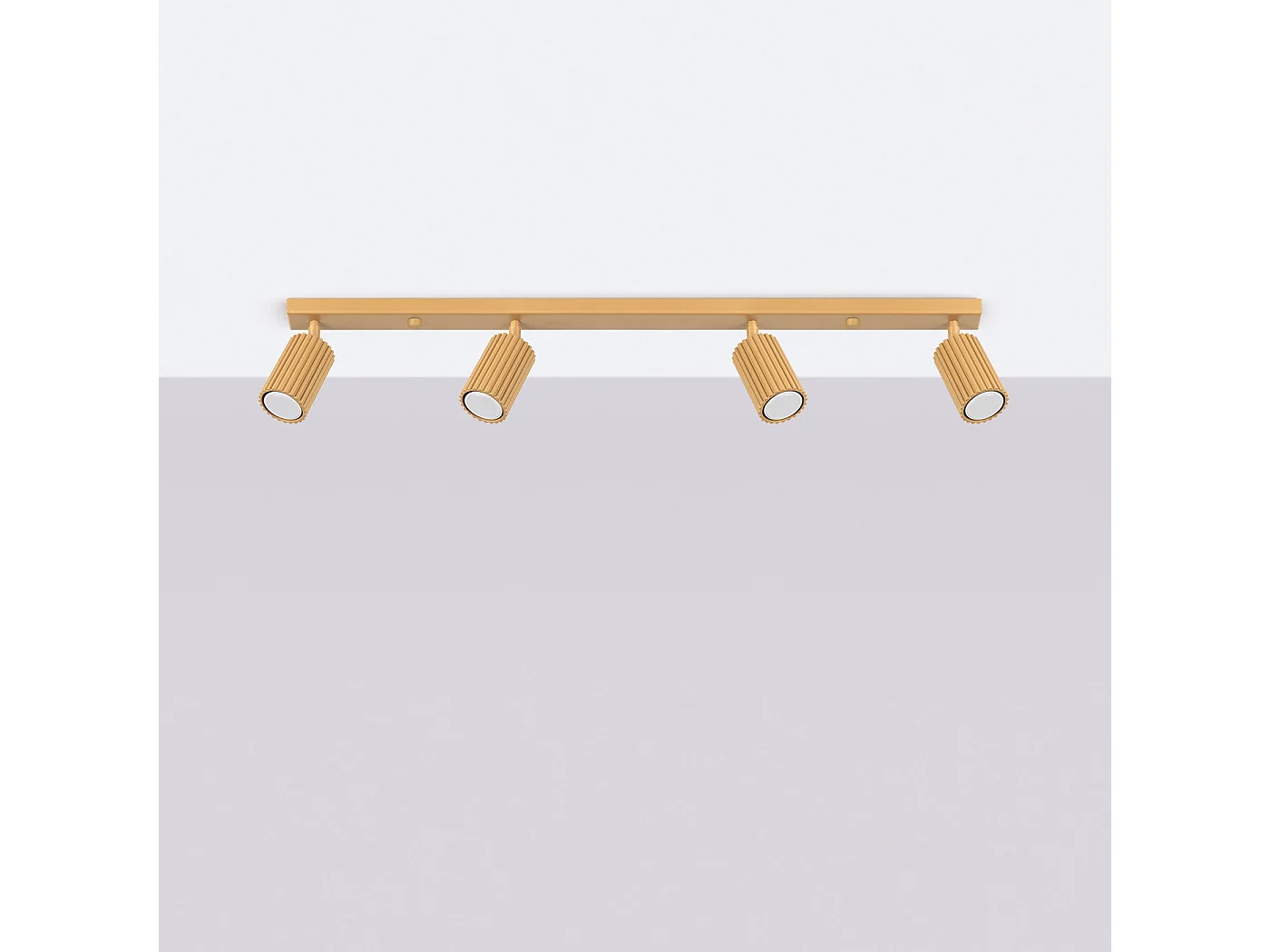 Plafonnier Karbon Minimaliste En Aluminium - 4 Sources Lumineuses - L.81 X H.16,5 Cm - Doré