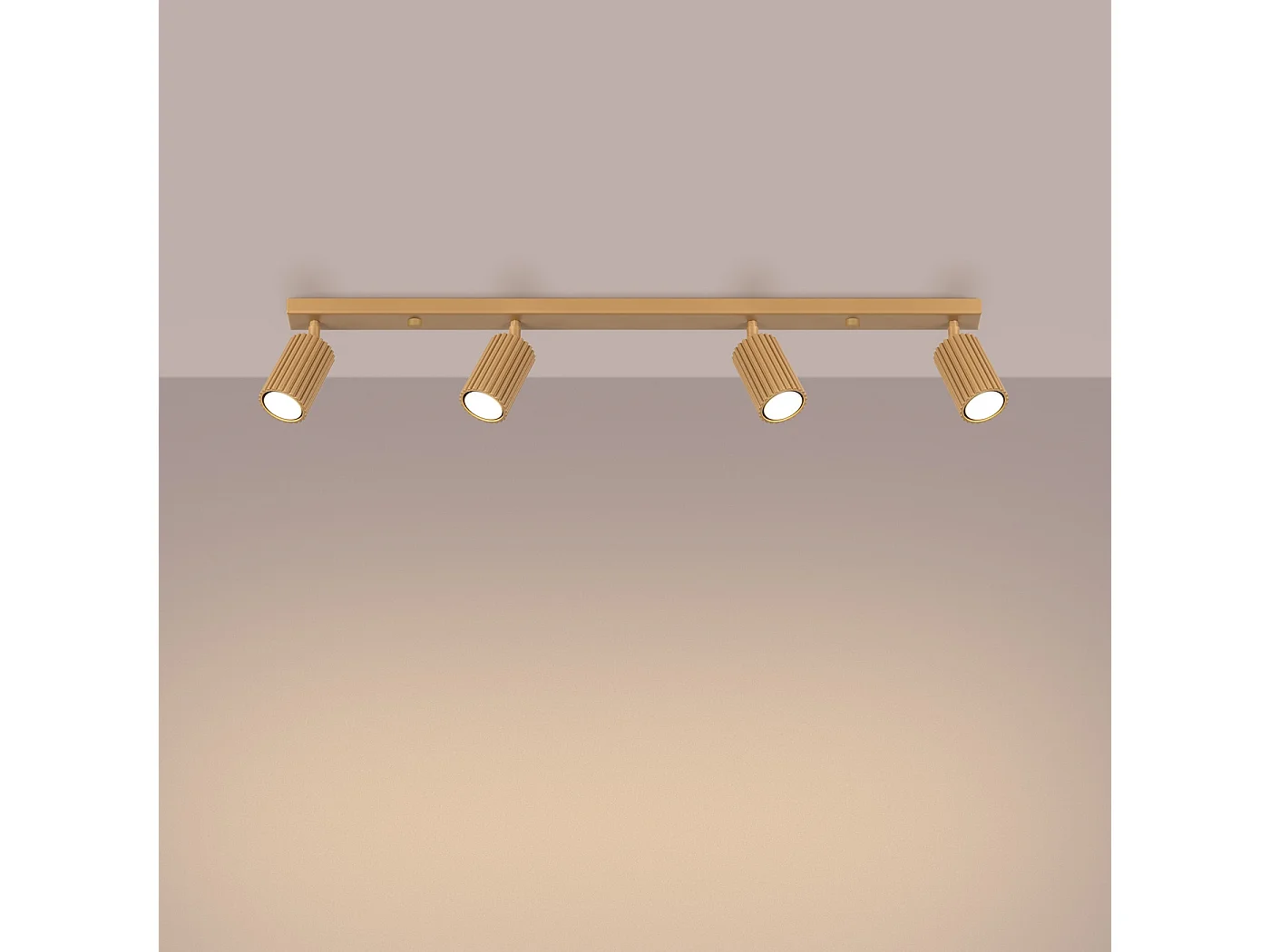 Plafonnier Karbon Minimaliste En Aluminium - 4 Sources Lumineuses - L.81 X H.16,5 Cm - Doré
