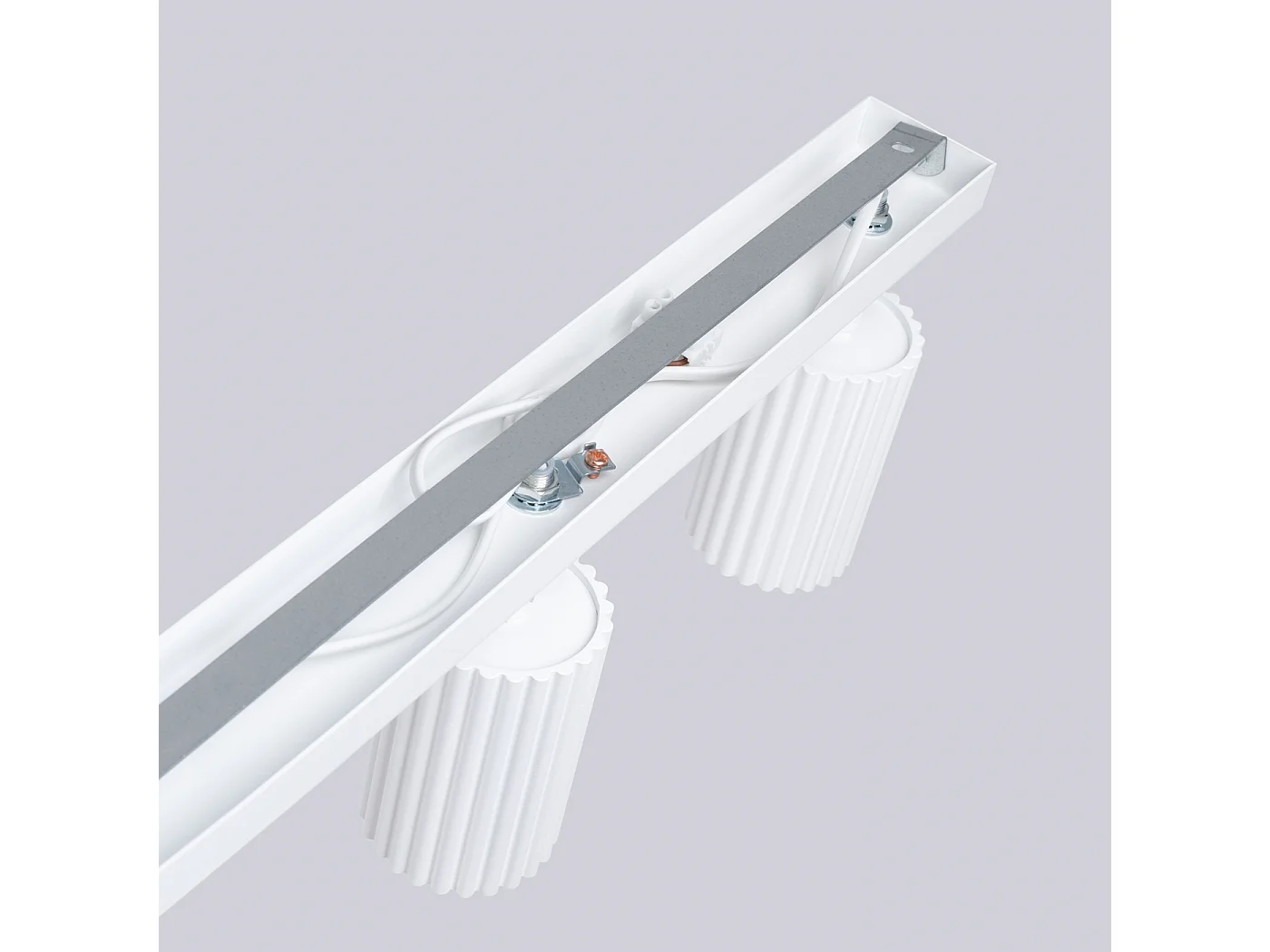 Deckenleuchte Karbon Minimalistisch Aus  Aluminium - 4 Lichtquellen - L.81 X H. Cm - Weiß