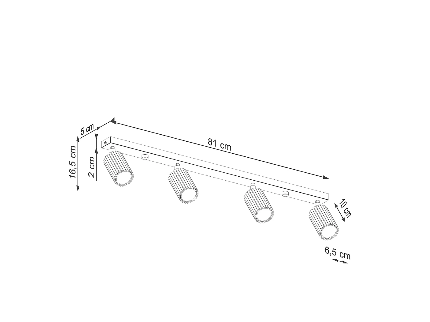 Plafonnier Karbon Minimaliste En Aluminium - 4 Sources Lumineuses - L.81 X H.16,5 Cm - Blanc
