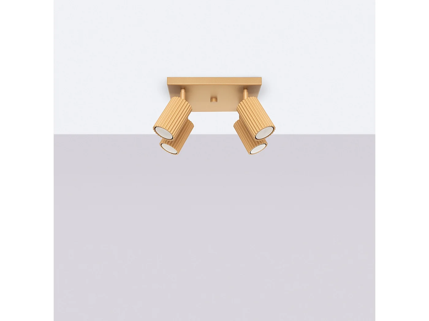Plafonnier Karbon Minimaliste En Aluminium - 4 Sources Lumineuses - L.25 X H.16,5 Cm - Doré